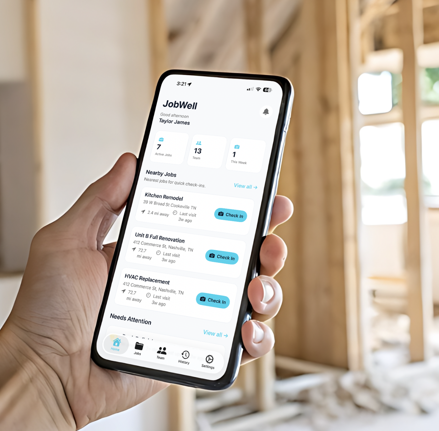 Contractor using JobWell on-site